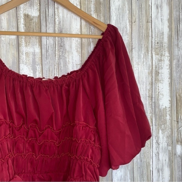 Entro Red Puff Sleeve Mesh Bodysuit - Picture 6 of 6